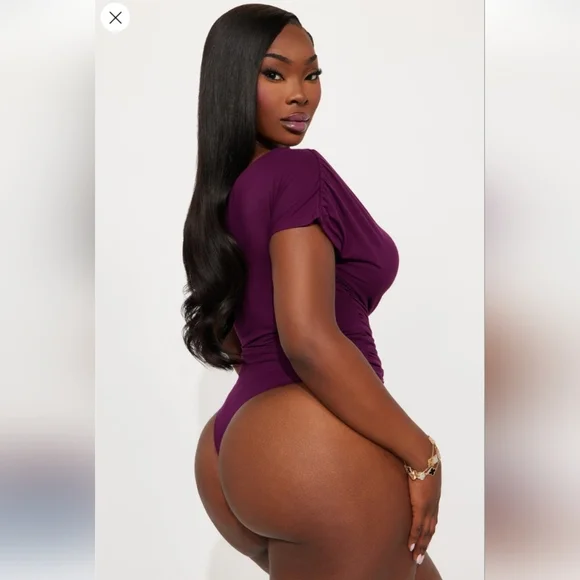 Fashion Nova Oksana One Shoulder Bodysuit - Plum Size 1X (14/16) (NWOT) - Picture 5 of 15